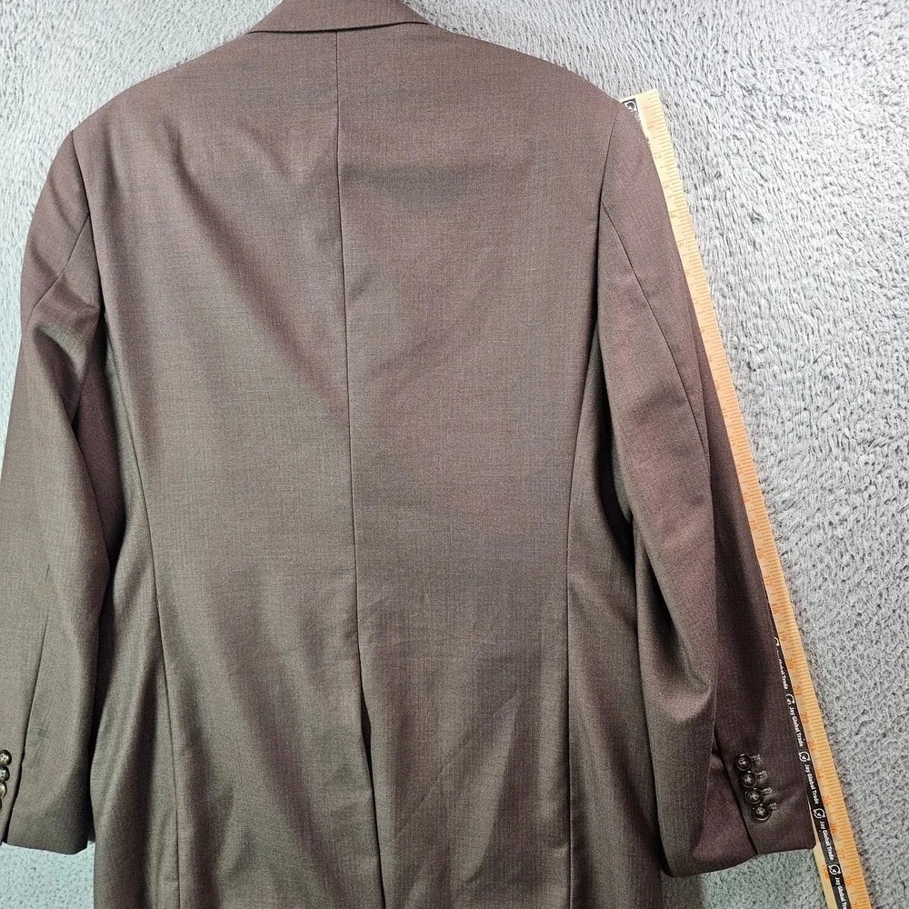 NEW Perry Ellis 40S Suit Blazer Jacket Men Classic‎ Fit Poly Textured Brown